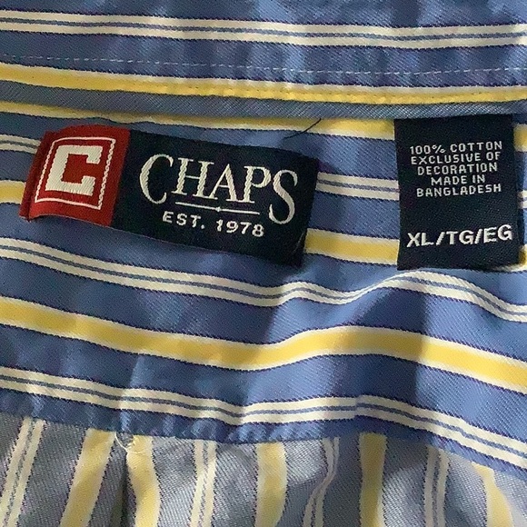 Men’s CHAPS size XL button down striped long sleeve - Picture 4 of 4